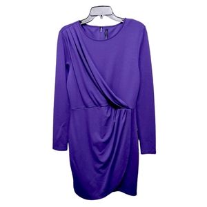 W118 by Walter Baker Purple Draped Long Sleeve Dress Women's Size Large L